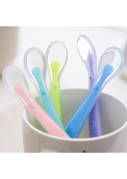 【eğlenceli Canlı】 Bebek Besleme Kaşık Yemekleri Sofra Çocuklar Için Sofra Takımı Çatal Kaşık Silikon Aletler Yama Çalışma Alanı Çorba Kepçesi (Yurt Dışından)