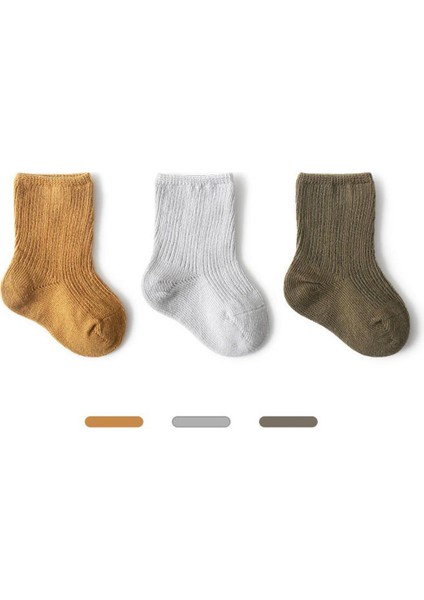 Çift/takım Bebek Çorapları Erkek Kız Çocuk Aksesuarları Yumuşak Pamuklu Kat Çorap Ilkbahar Sonbahar Düz Renk Yürümeye Başlayan Çocuk Çorapları 1-3year (Yurt Dışından)