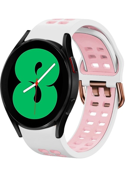 Samsung Galaxy Watch 4 44MM Beyaz+Pembe Için Silikon Watch Band (Yurt Dışından)