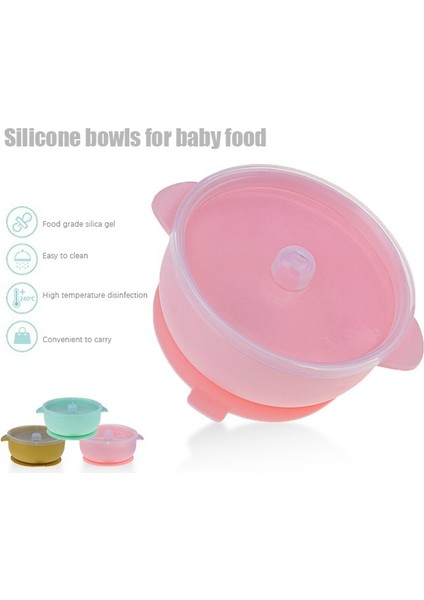 Pembe Silikon Kapaklı Bebek Kasesi Bağımsız Beslenme Için Bpa Olmayan% 100 Silikon Toksik Olmayan Malzeme (Yurt Dışından) indirimleri