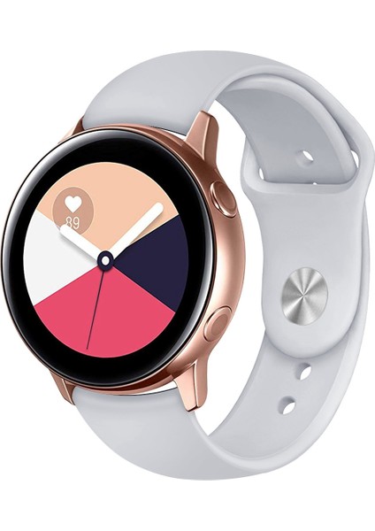 Samsung Galaxy Watch Active2 Için Bluetooth Sürümü 40MM Akıllı Saat Düz Renk Silikon Watch Band Gri (Yurt Dışından)