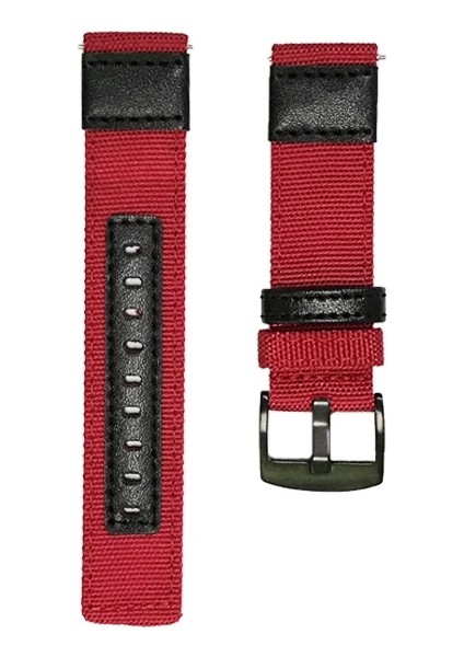 Samsung Galaxy Watch4 44MM Kırmızı Için Aşınmaya Dayanıklı Kanvas Askı (Yurt Dışından)