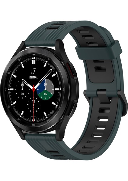 Samsung Galaxy Watch 4 Classic Için Silikon Watch Band 42MM Zeytin Yeşili + Siyah (Yurt Dışından)