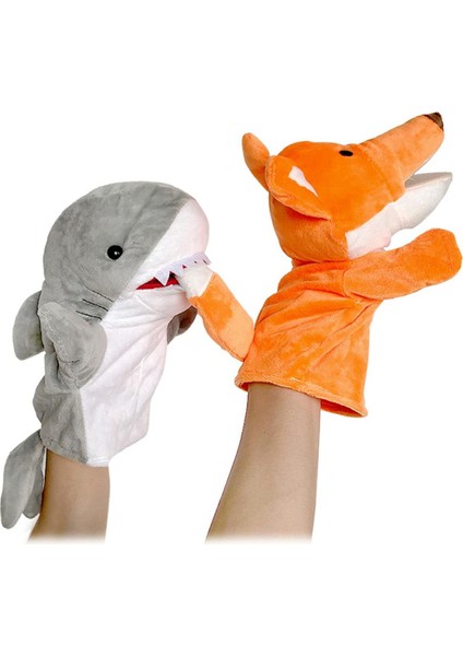 Hayvan El Parmak Kuklası Peluş Bebek Eğitici Bebek Oyuncakları Tilki Ayı Köpekbalığı Yumuşak Doldurulmuş Oyuncaklar Anime Bebek Oyunu Kız Için (Yurt Dışından)