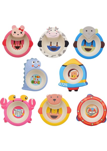 Yaz Çiçek Bebek Bambu Elyaf Besleme Yemek Tabağı Kase Sevimli Karikatür Hayvanlar Çocuk Yemekleri Sofra Bebek Taşınabilir Plaka (Yurt Dışından)