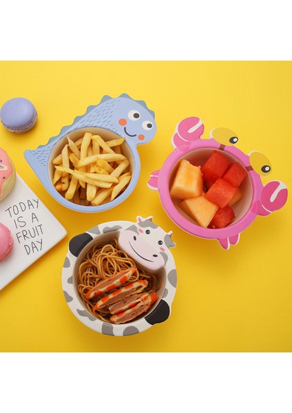 Yaz Çiçek Bebek Bambu Elyaf Besleme Yemek Tabağı Kase Sevimli Karikatür Hayvanlar Çocuk Yemekleri Sofra Bebek Taşınabilir Plaka (Yurt Dışından) modelleri