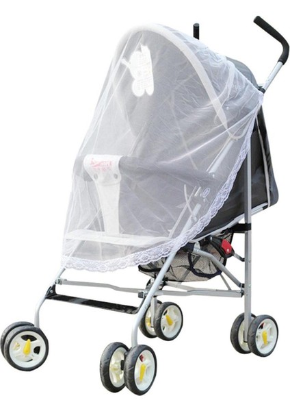 Ev Tekstili Bitmiş Ürün Bebek Arabası Cibinlik QFT239-BEYAZ (Yurt Dışından)