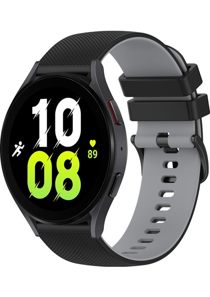 Samsung Galaxy Watch5 44MM Siyah+Gri Için Silikon Saat Bandı (Yurt Dışından)