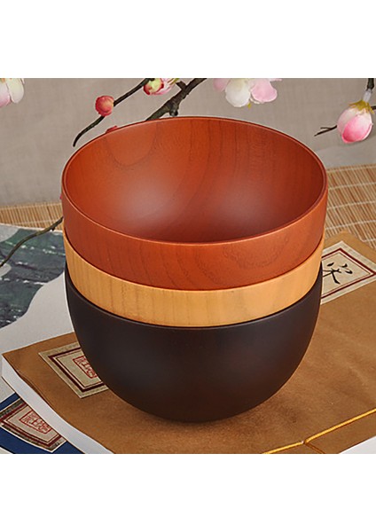 Japon Tarzı Ahşap Kaseler, Salata, Erişte, Meyve ve Ce Ahşap Kase, Kırmızı-Kahverengi (Yurt Dışından) fırsatları