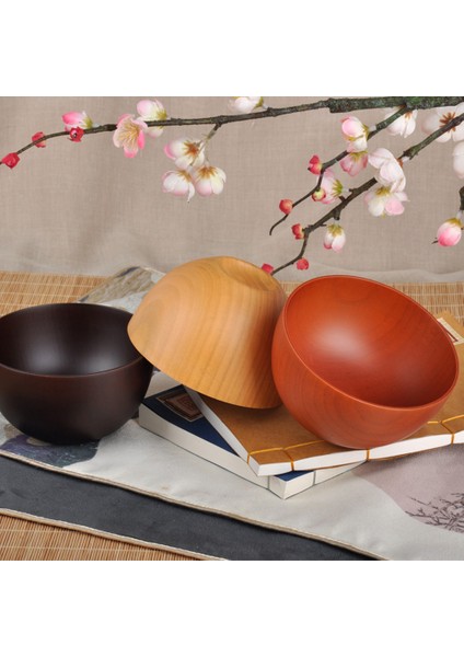 Japon Tarzı Ahşap Kaseler, Salata, Erişte, Meyve ve Ce Ahşap Kase, Kırmızı-Kahverengi (Yurt Dışından) indirimleri