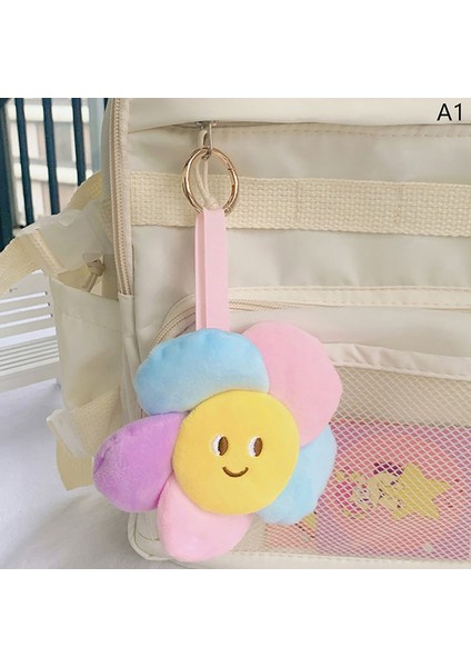 12CM Yeni Sevimli Gülen Yüz Ayçiçeği Renkli Peluş Oyuncaklar Yaratıcı Bebek Çocuk Öğrenci Çantası Anahtarlık Dolması Kolye Bebek (Yurt Dışından)