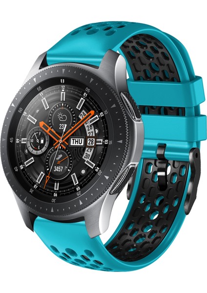 Samsung Galaxy Watch 46MM Gök Mavisi+Siyah Için Silikon Watch Band (Yurt Dışından)