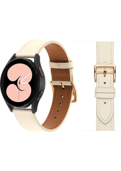 Samsung Galaxy Watch4 Için Düz Dokuma Watch Band 40MM / 44MM Bej Beyaz (Yurt Dışından)