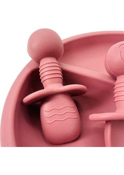 [eğlencelı Canlı] 2 Adet/takım Gıda Sınıfı Silikon Mini Çatal Kaşık Bebek Hayvan Baskı Gereçleri Seti Besleme Kaşığı Yemek Öğrenmek Çocuk Sofra (Yurt Dışından)