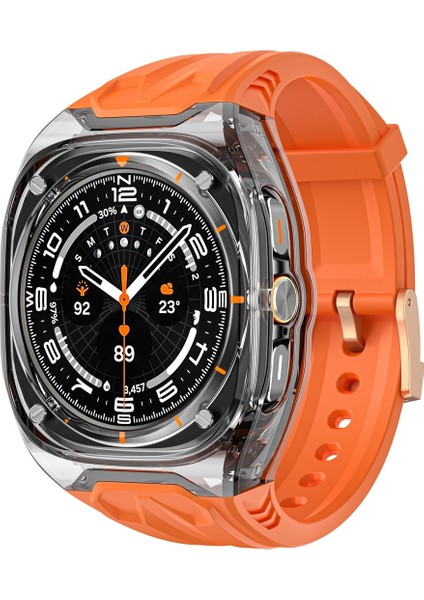 Samsung Galaxy Watch Ultra 47MM Turuncu Şeffaf Siyah Için Pc Hibrit Tpu Kılıf Askısı (Yurt Dışından)