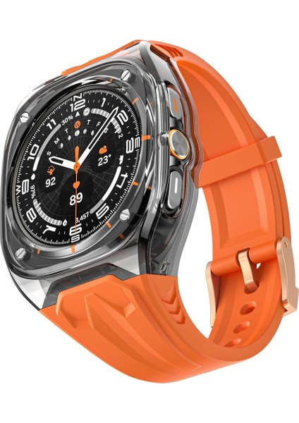 Samsung Galaxy Watch Ultra 47MM Turuncu Şeffaf Siyah Için Pc Hibrit Tpu Kılıf Askısı (Yurt Dışından)