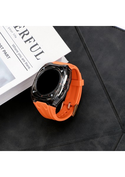 Samsung Galaxy Watch Ultra 47MM Turuncu Şeffaf Siyah Için Pc Hibrit Tpu Kılıf Askısı (Yurt Dışından)