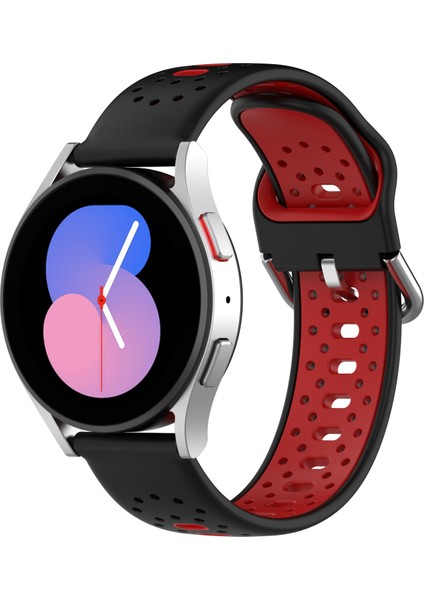 Samsung Galaxy Watch 5 44MM Siyah+Kırmızı Için 20MM Silikon Kayış (Yurt Dışından)