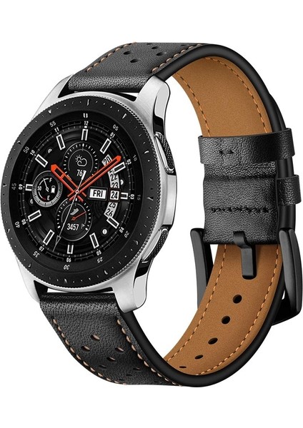 Samsung Galaxy Watch Active 20MM Deri Kuşgözü Spor Saat Kordonu Siyah (Yurt Dışından)