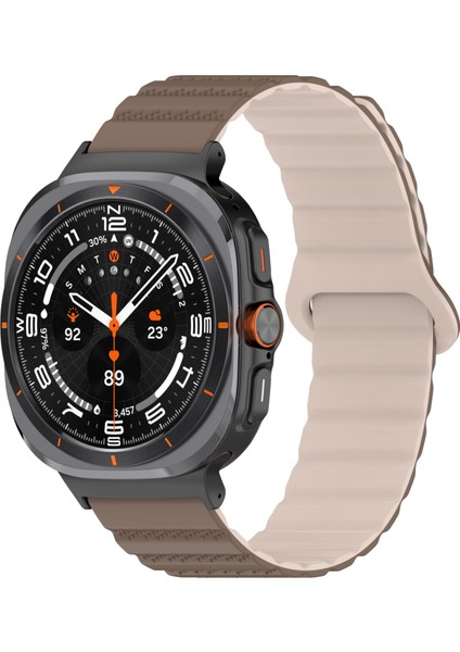 Samsung Galaxy Watch Ultra Için 47MM Manyetik Silikon Kayış Kahverengi Kayısı (Yurt Dışından)