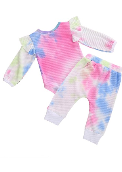 2 Adet Nefes Bebek Giysileri Takım Elbise, Ilkbahar Sonbahar Bebek Kız Fly Kollu Yuvarlak Yaka Yaratıcı Rastgele Boyama Romper + Rahat Uzun Pantolon Seti (Yurt Dışından) fiyatları