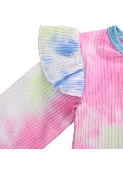 2 Adet Nefes Bebek Giysileri Takım Elbise, Ilkbahar Sonbahar Bebek Kız Fly Kollu Yuvarlak Yaka Yaratıcı Rastgele Boyama Romper + Rahat Uzun Pantolon Seti (Yurt Dışından) fırsatları