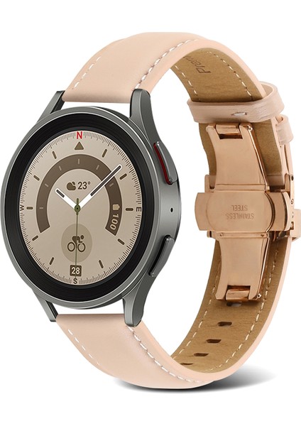 Samsung Galaxy Watch5 40MM / 44MM Açık Pembe Için Deri Saat Kordonu (Yurt Dışından)