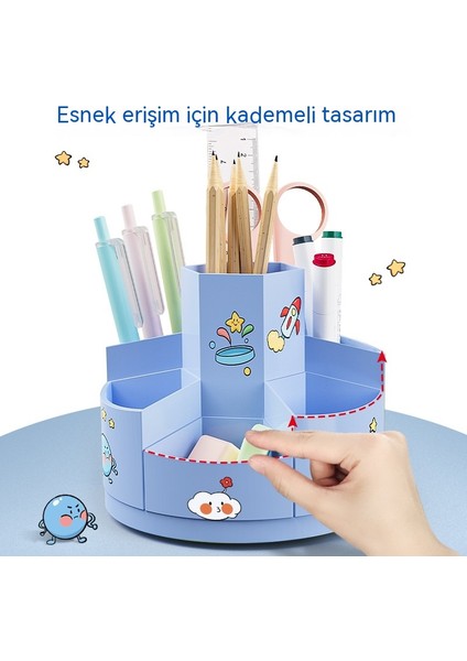 Çok Fonksiyonlu Masaüstü Ofis Depolama Yaratıcı Dönen Kalem Varil (Yurt Dışından)