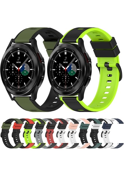 Samsung Galaxy Watch4 Classic Için Silikon Saat Bandı 46MM Ordu Yeşili + Siyah (Yurt Dışından) modelleri