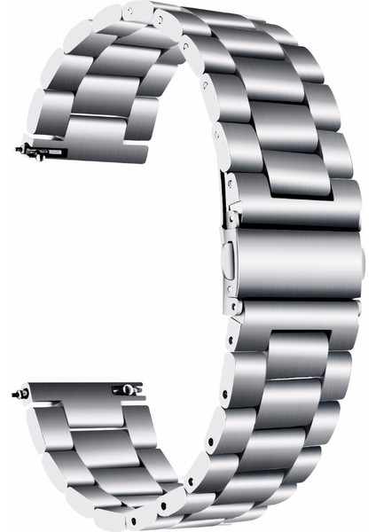 Geçerlidir Ticwatch Generation / MOTO360 Ikinci Nesil 460 / Samsung Gears3 / Huawei Gt 22MM Kelebek Toka 3 Boncuklu Paslanmaz Çelik Metal Saat Kordonu Gümüş (Yurt Dışından) modelleri