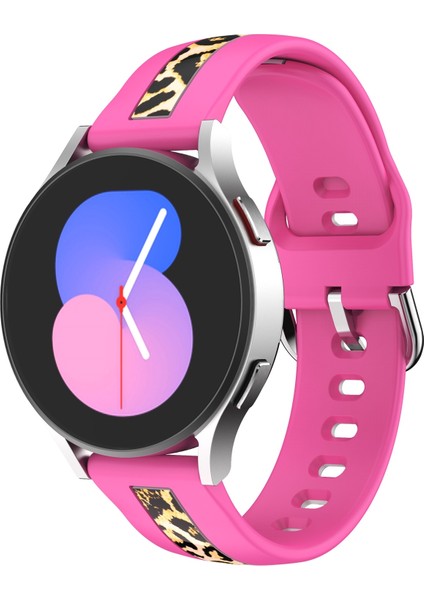 Samsung Galaxy Watch 5 40MM / 44MM Rose Red Leopar Baskı Için Silikon Watch Band (Yurt Dışından)