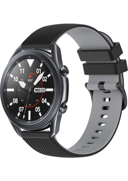 Samsung Galaxy Watch3 45MM Siyah+Gri Için Silikon Saat Bandı (Yurt Dışından)