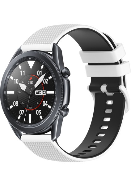 Samsung Galaxy Watch3 45MM Beyaz+Siyah Için Silikon Saat Bandı (Yurt Dışından)