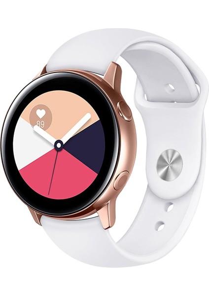 Samsung Galaxy Watch Active2 Için Bluetooth Sürümü 40MM Akıllı Saat Düz Renk Silikon Watch Band Beyaz (Yurt Dışından)