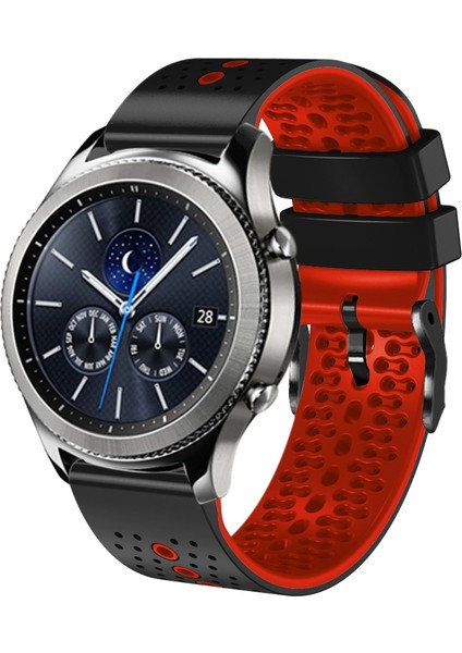Samsung Gear S3 Clic Siyah+Kırmızı Için Iki Renkli Silikon Saat Bandı (Yurt Dışından)