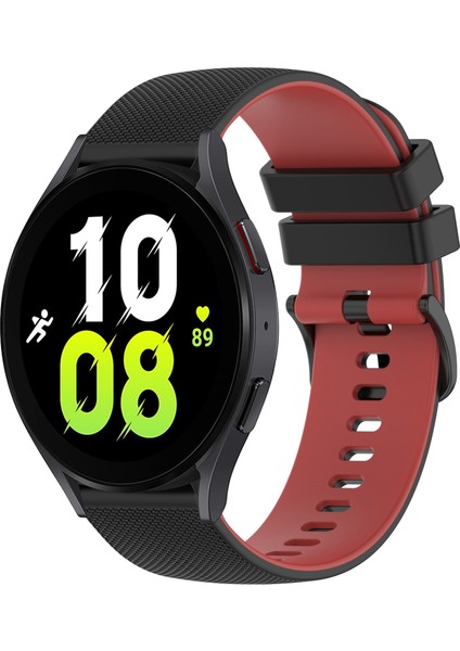 Samsung Galaxy Watch5 44MM Siyah+Kırmızı Için Silikon Saat Bandı (Yurt Dışından)