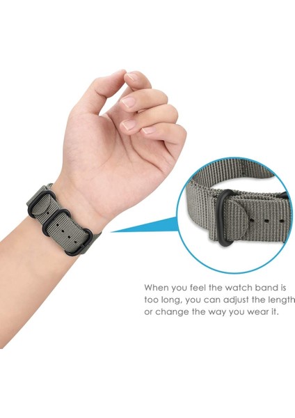 Naylon Üç Halkalı Kayış For Galaxy Watch Active 2 20MM Samsung Galaxy Watch Active 2 20MM / Gear S3 Gri (Yurt Dışından) modelleri