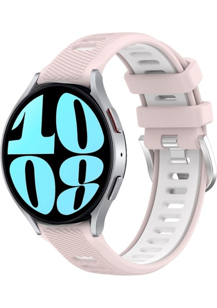 Samsung Galaxy Watch 6 44MM Pembe+Beyaz Için 20MM Silikon Kayış (Yurt Dışından)