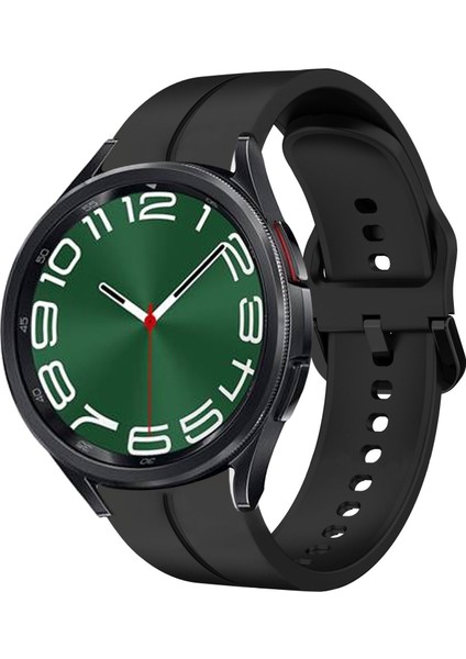 Samsung Galaxy Watch 6 Classic Için 20MM Silikon Kayış 47MM Siyah (Yurt Dışından)