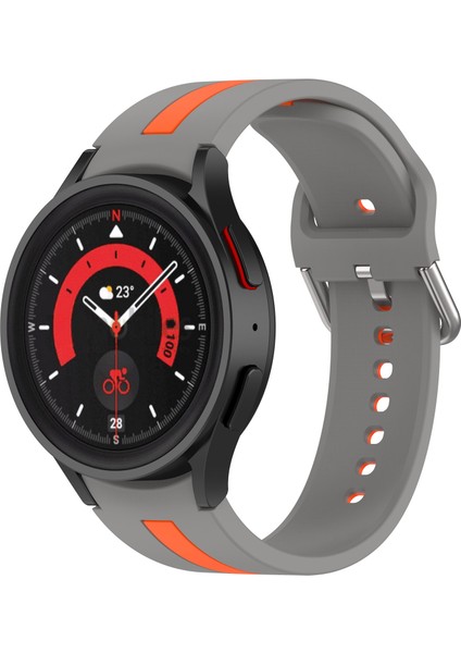 Samsung Galaxy Watch5 / Watch5 Pro Gri Turuncu Için Silikon Watch Band (Yurt Dışından)