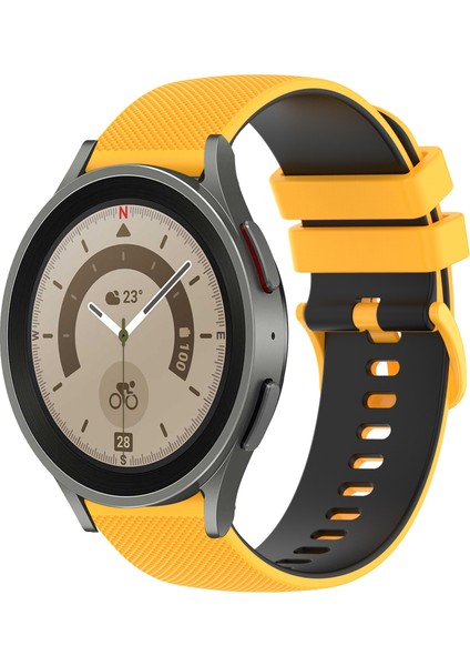 Samsung Galaxy Watch5 Pro 45MM Sarı+Siyah Için Silikon Saat Bandı (Yurt Dışından)