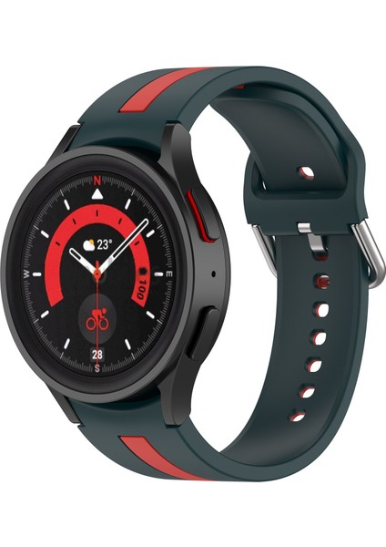 Samsung Galaxy Watch5 / Watch5 Pro Koyu Yeşil Kırmızı Için Silikon Watch Band (Yurt Dışından)