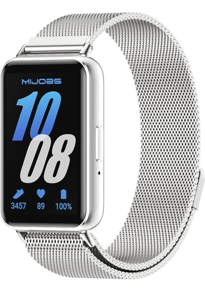Samsung Galaxy Fit 3 Gümüş Için Manyetik Metal Kayış (Yurt Dışından)