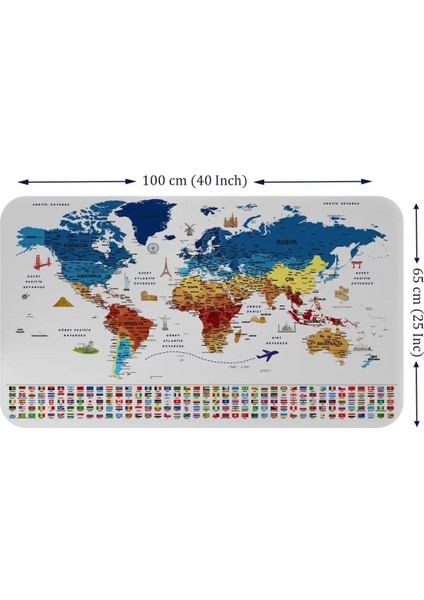 Eğitici - Öğretici Dünya ve Türkiye Haritası Çocuk Odası Duvar STICKER-60X105-3891 fiyatları