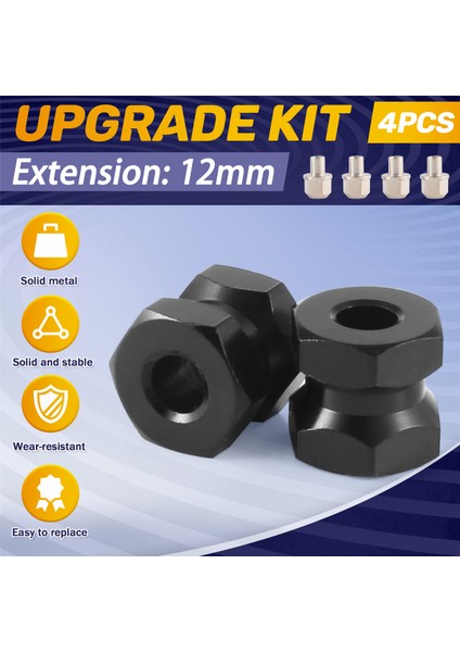 12MM Altıgen Tekerlek Göbeği Adaptörü 12MM Uzatma Kombinasyon Bağlantı Parçası Siyah (Yurt Dışından) fırsatları