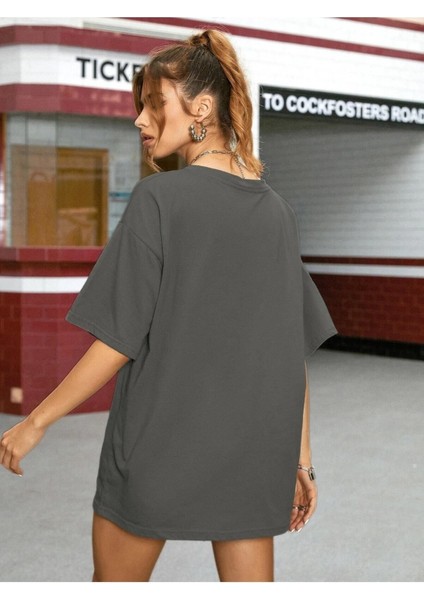 Kadın / Kız Füme Oversize T-Shirt Lovely Bear Baskılı fiyatları
