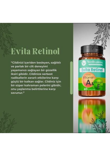Evita Retinol A ve E Kapsülleri - Cilt ve Antioksidan Desteği | 60 Kapsül
