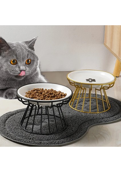 Seramik Yükseltilmiş Evcil Hayvan Kabı Mama Su Ödülleri Kediler ve Köpekler Için Malzemeler Açık Hava Besleme Içme Aksesuarları Köpek Kedi Standı Kabı (Yurt Dışından)