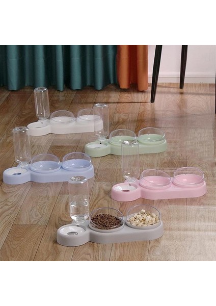 Kedi Mama Kabı Evcil Hayvan Besleyici Anti-Devrilme Çift Mama Kabı Büyük Çaplı Entegre Kedi Mama Kabı Pp+Pc Malzemeden Yapılmış Içme Çeşmesi ile (Yurt Dışından)