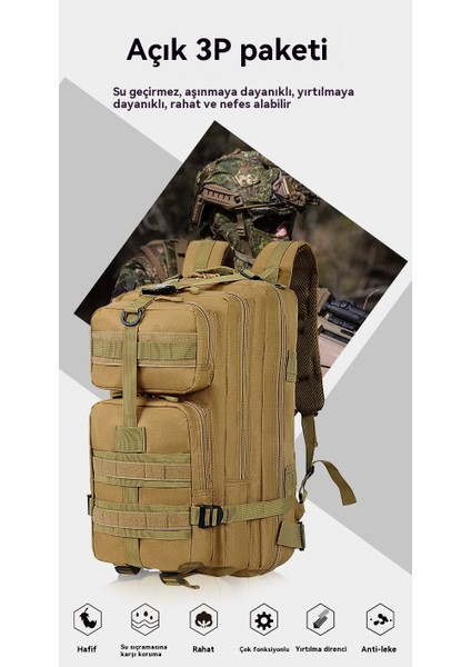 Açık Spor 35L Çok Fonksiyonlu Sırt Çantası Erkek Askeri Fan Dağcılık Yürüyüş 3p Taktik Sırt Çantası (Yurt Dışından)